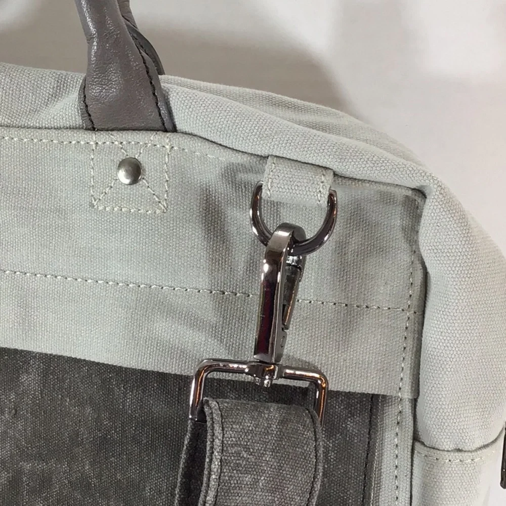 Mona B mens upcycled military tent messenger bag NWT